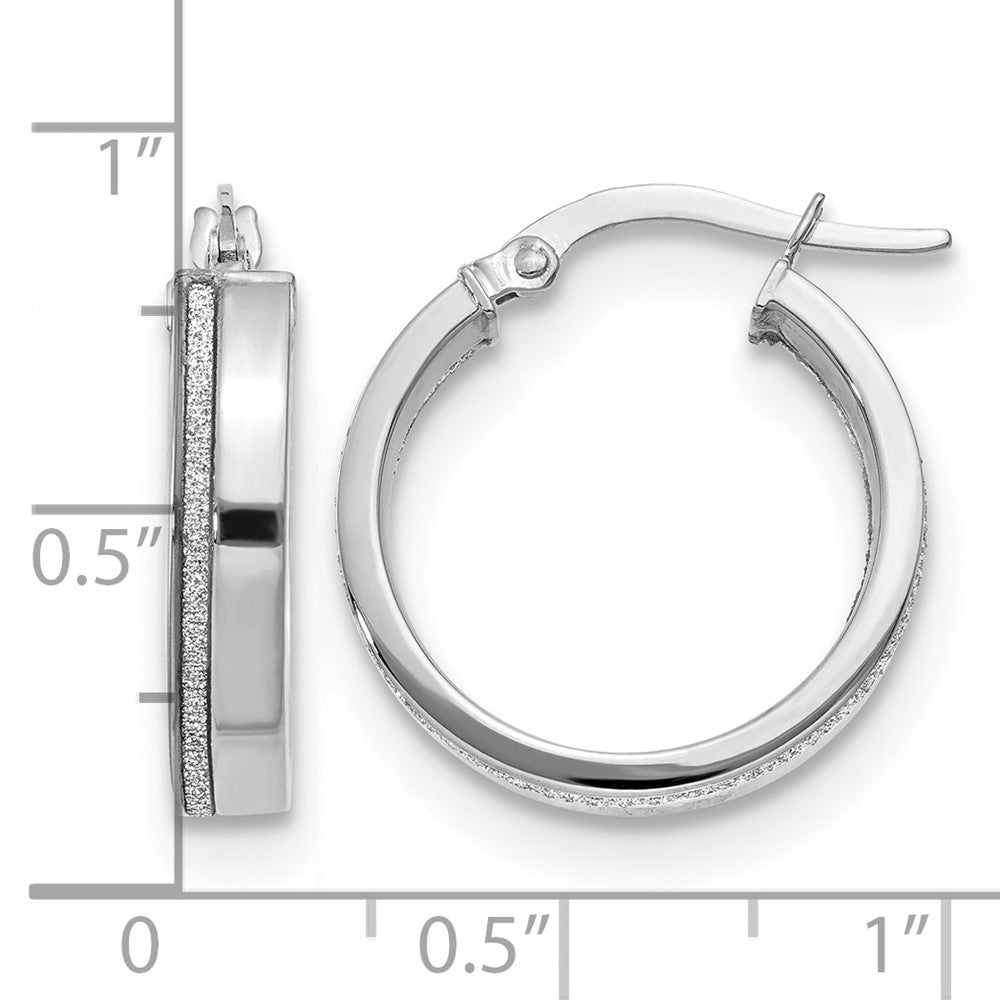 Polished Glimmer Infused Hoop Earrings - White Gold