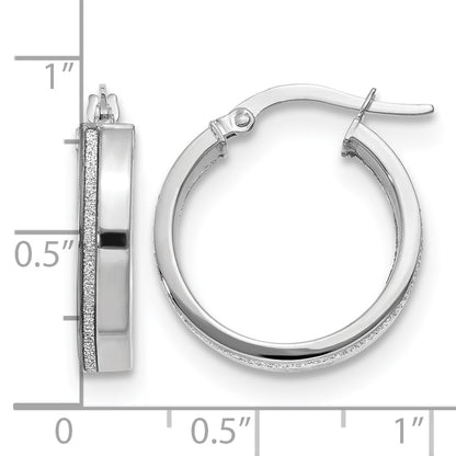 Polished Glimmer Infused Hoop Earrings - White Gold