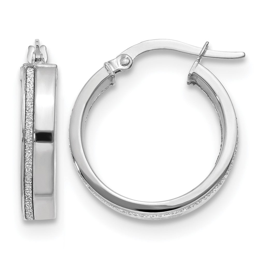 Polished Glimmer Infused Hoop Earrings - White Gold