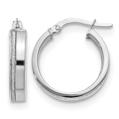 Polished Glimmer Infused Hoop Earrings - White Gold