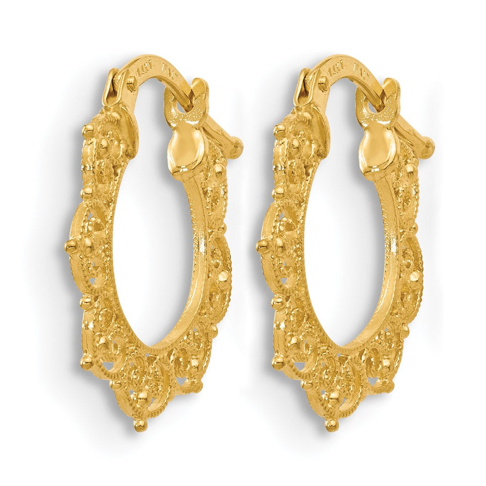 Polished Fancy Pattern Hoop Earrings