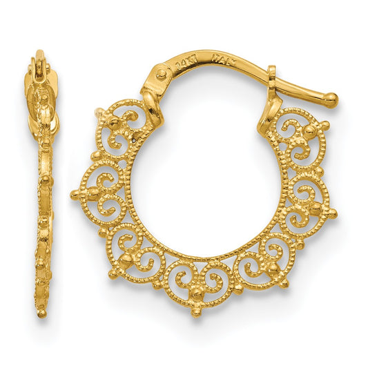 Polished Fancy Pattern Hoop Earrings