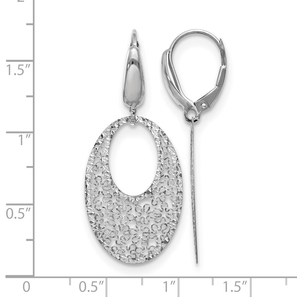 Polished and Textured Floral Leverback Earrings - White Gold