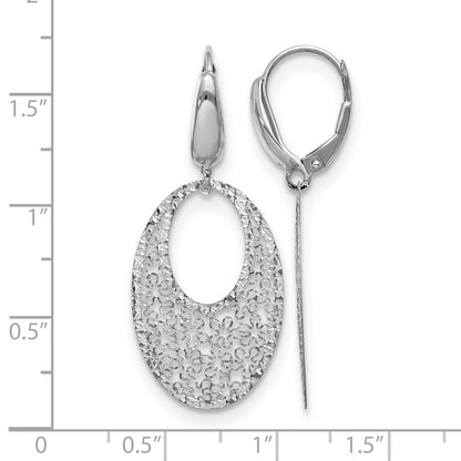 Polished and Textured Floral Leverback Earrings - White Gold