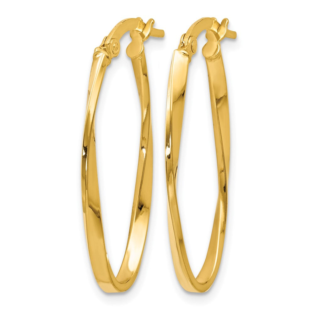Twisted Oval Hoop Earrings - Yellow Gold