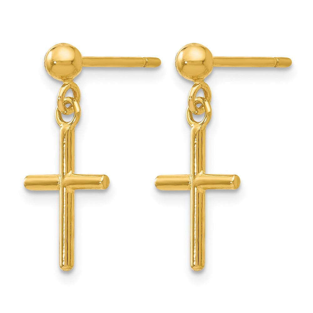 Polished Cross Post Drop Earrings