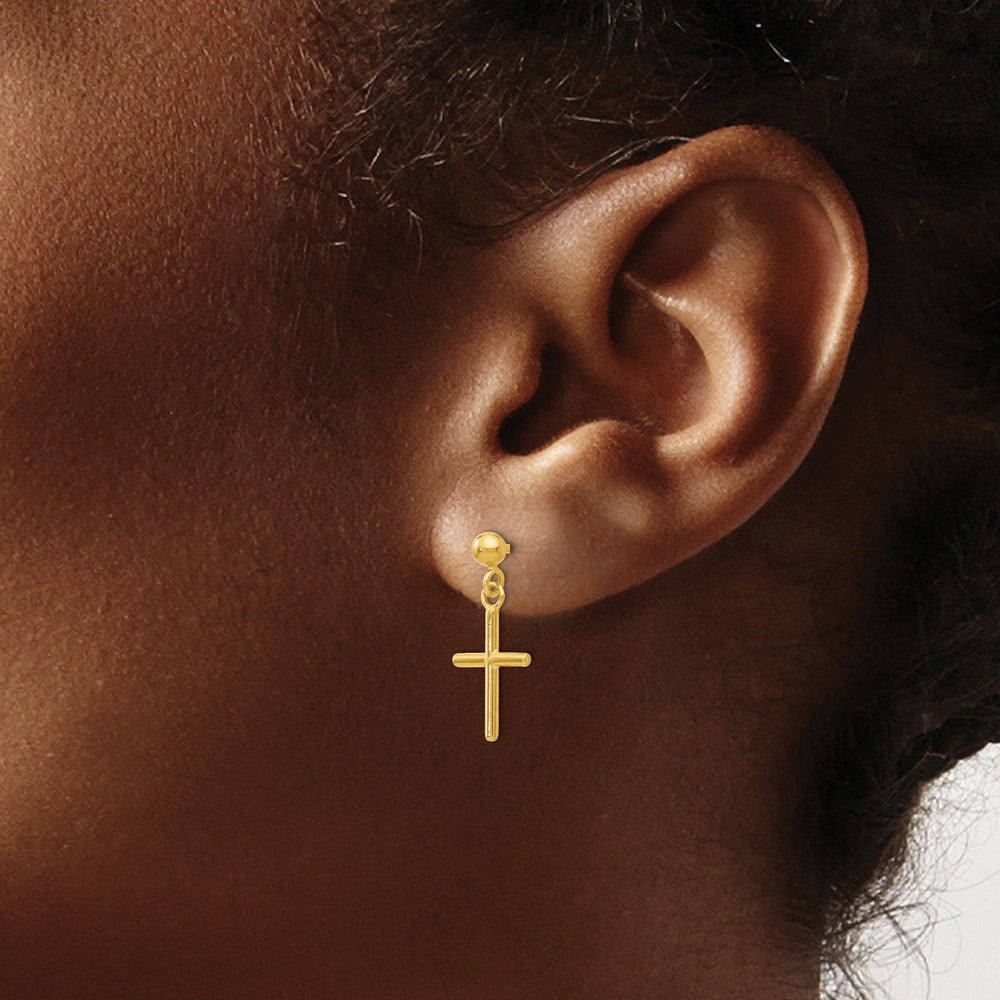 Polished Cross Post Drop Earrings