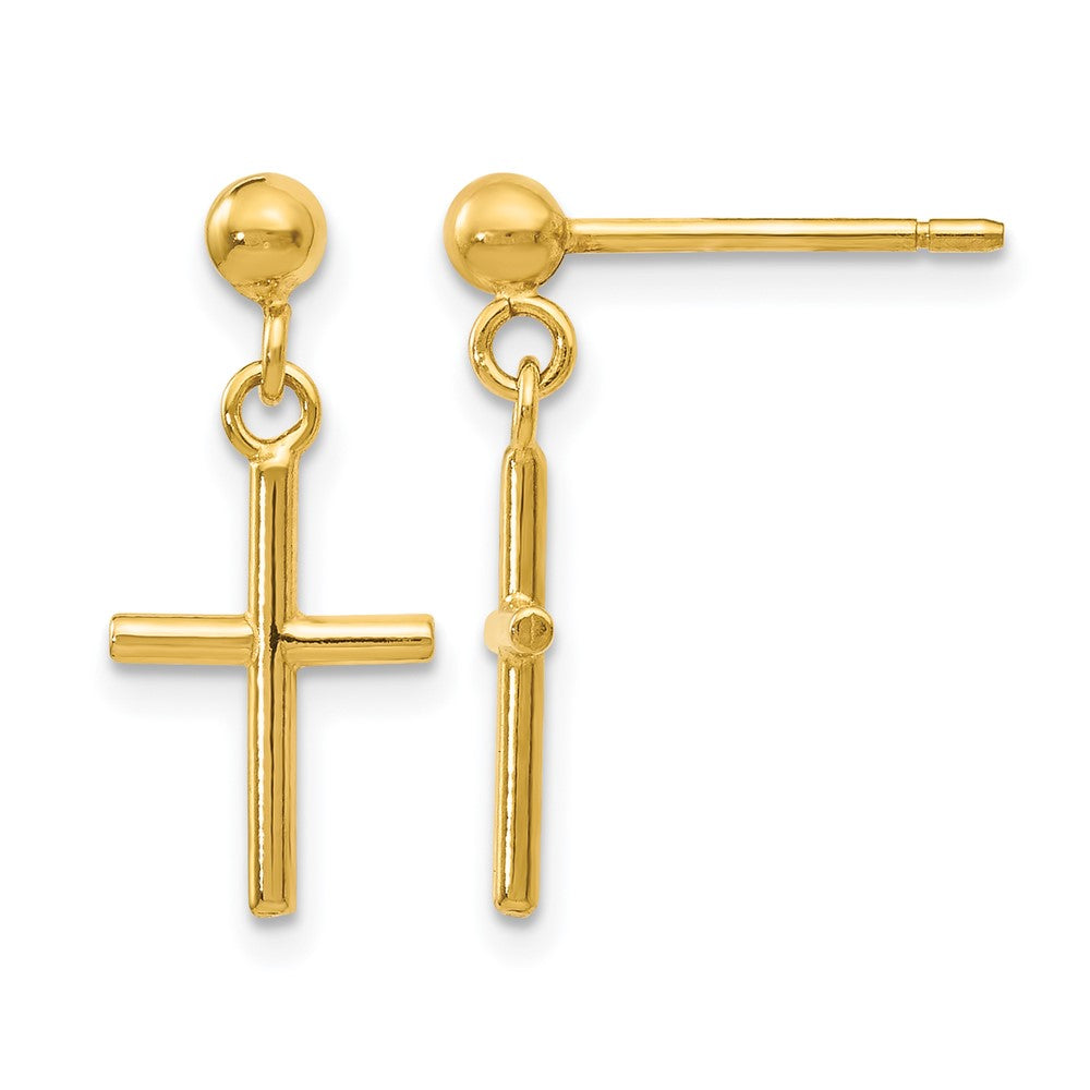 Polished Cross Post Drop Earrings