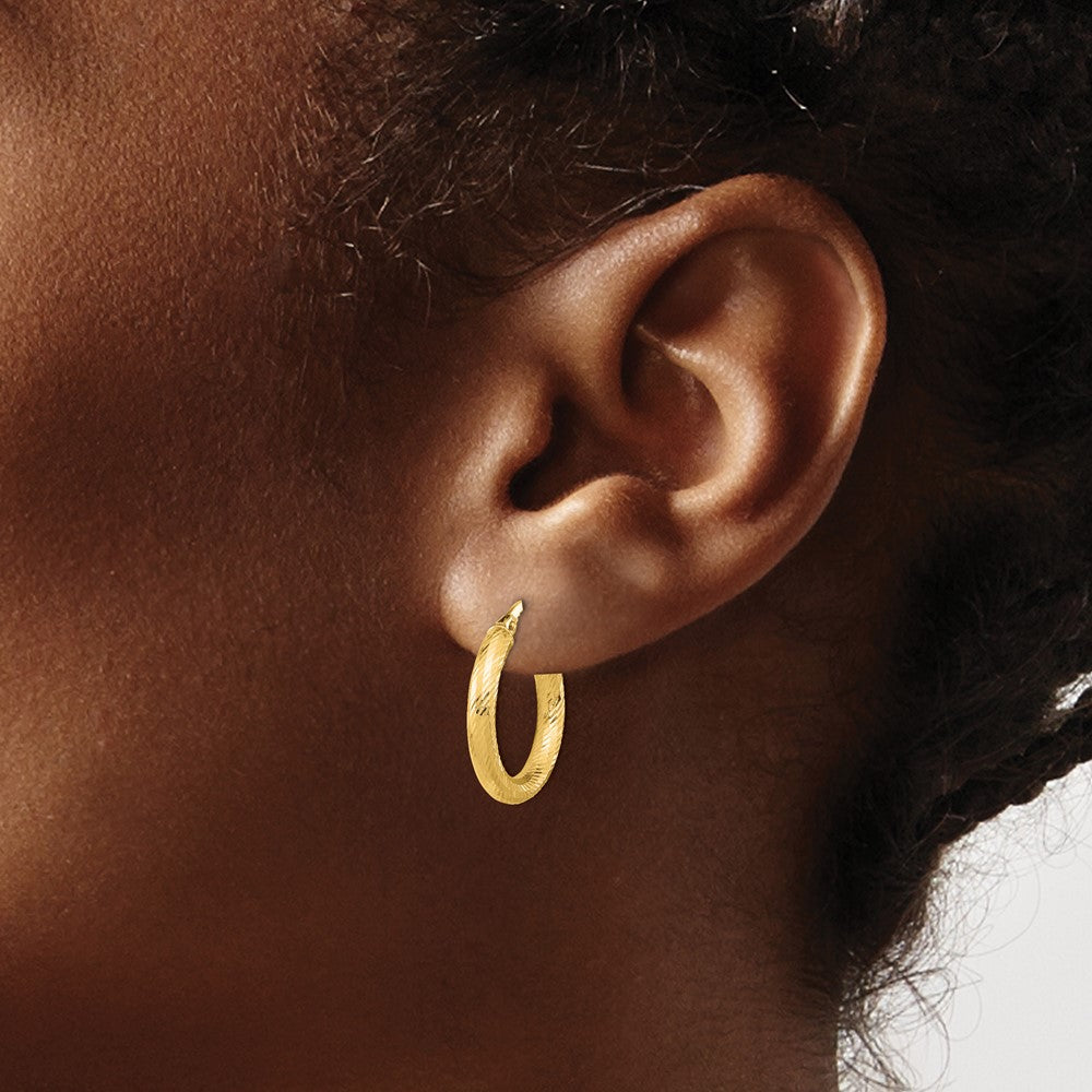 3x15 D/C Round Hoop Earrings