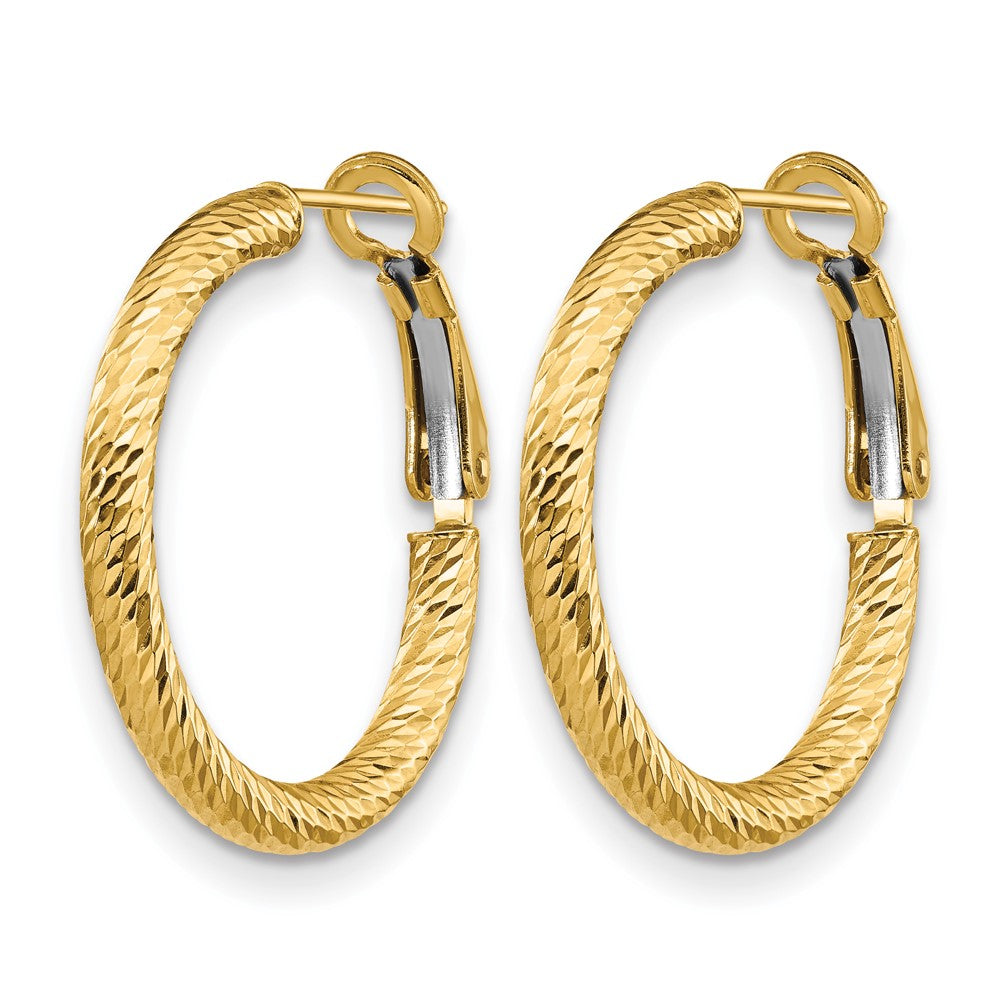 3x20 D/C Round Omega Back Hoop Earrings