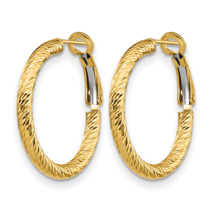 3x20 D/C Round Omega Back Hoop Earrings