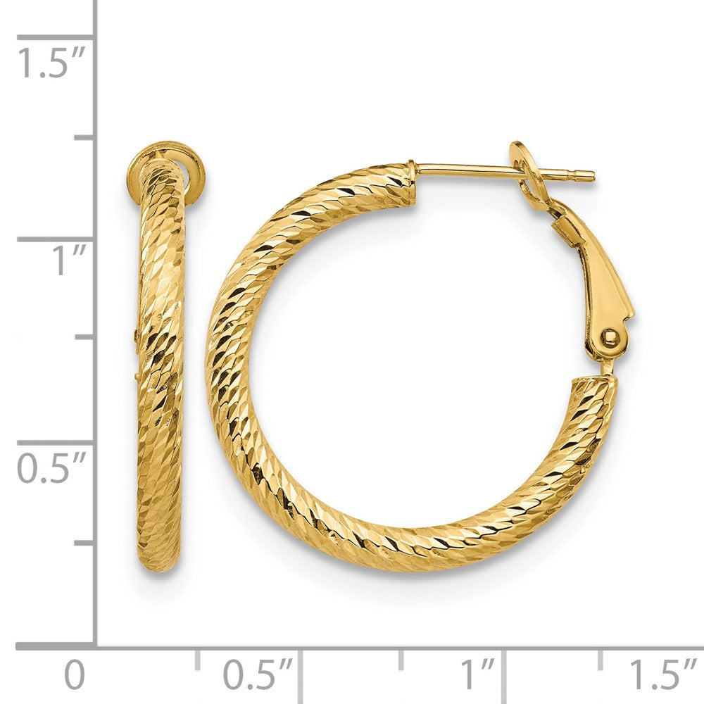 3x20 D/C Round Omega Back Hoop Earrings