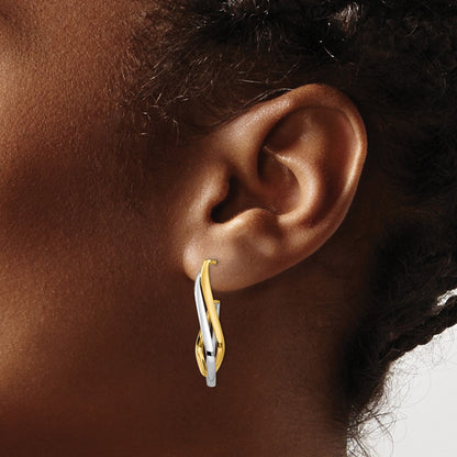 Polished Post Earrings - Yellow Gold with Rhodium