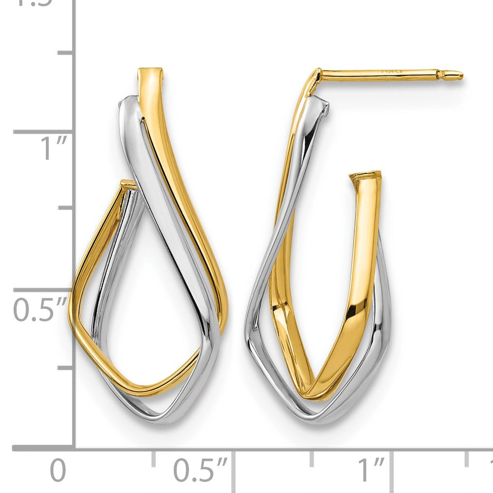 Polished Post Earrings - Yellow Gold with Rhodium