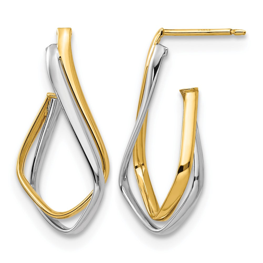 Polished Post Earrings - Yellow Gold with Rhodium