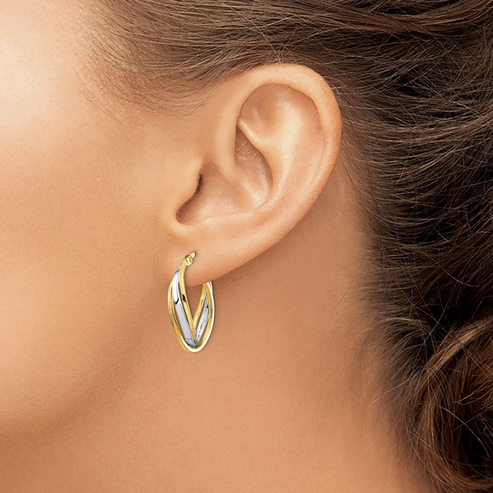 Polished Oval Hoop Earrings - 5.25mm