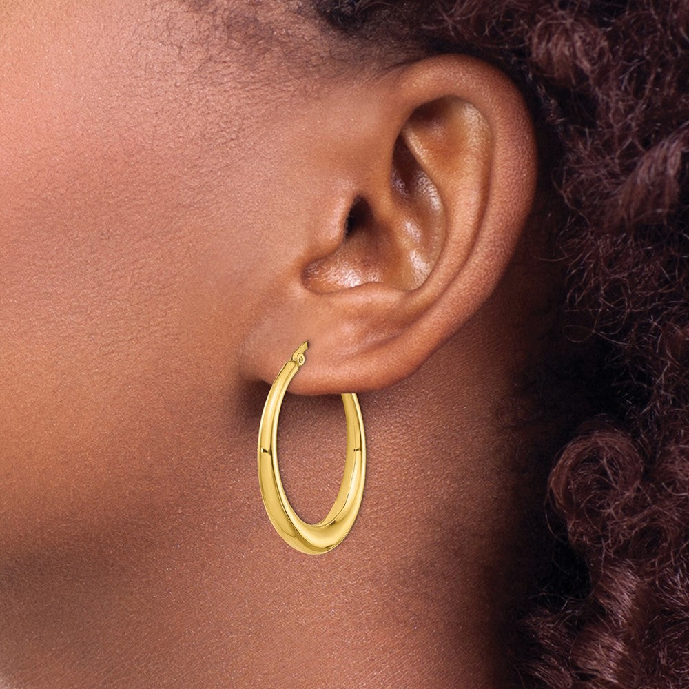 Polished Fancy Hoop Earrings - 4.34g