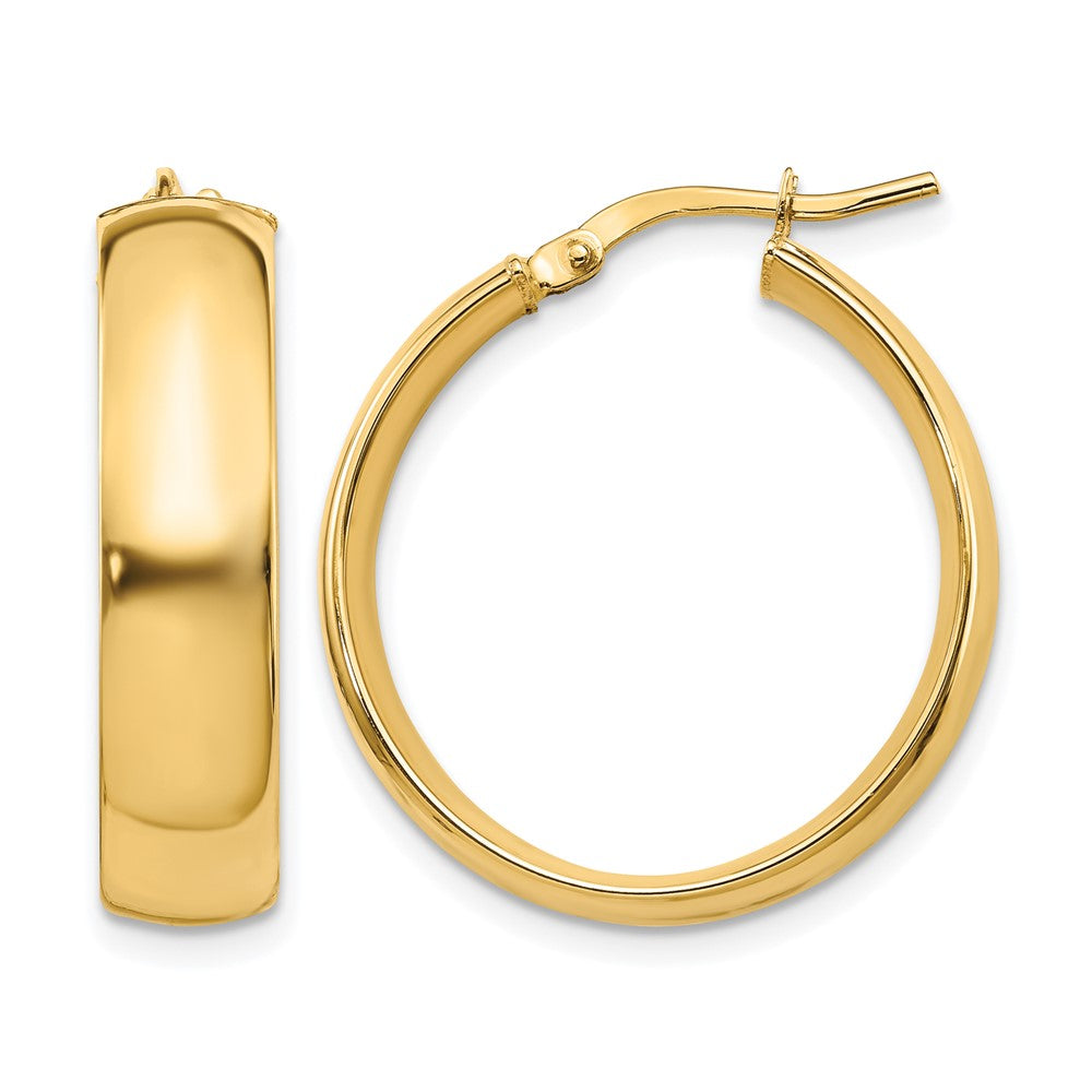 6mm High Polished Hoop Earrings - 2.73g
