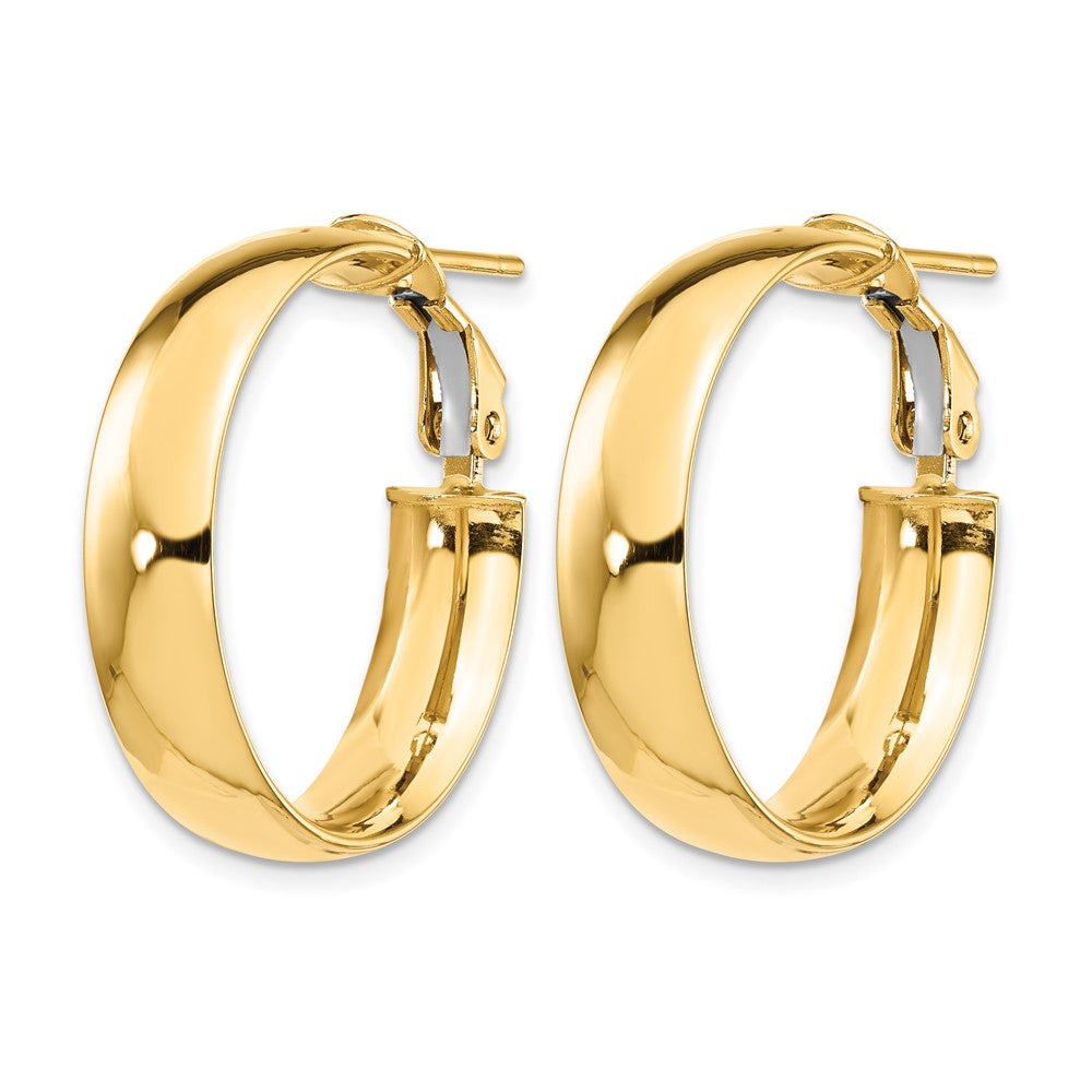 6mm High Polished Omega Back Hoop Earrings - 2.98g