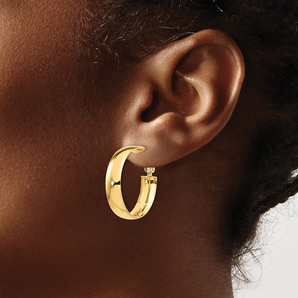 6mm High Polished Omega Back Hoop Earrings - 2.98g