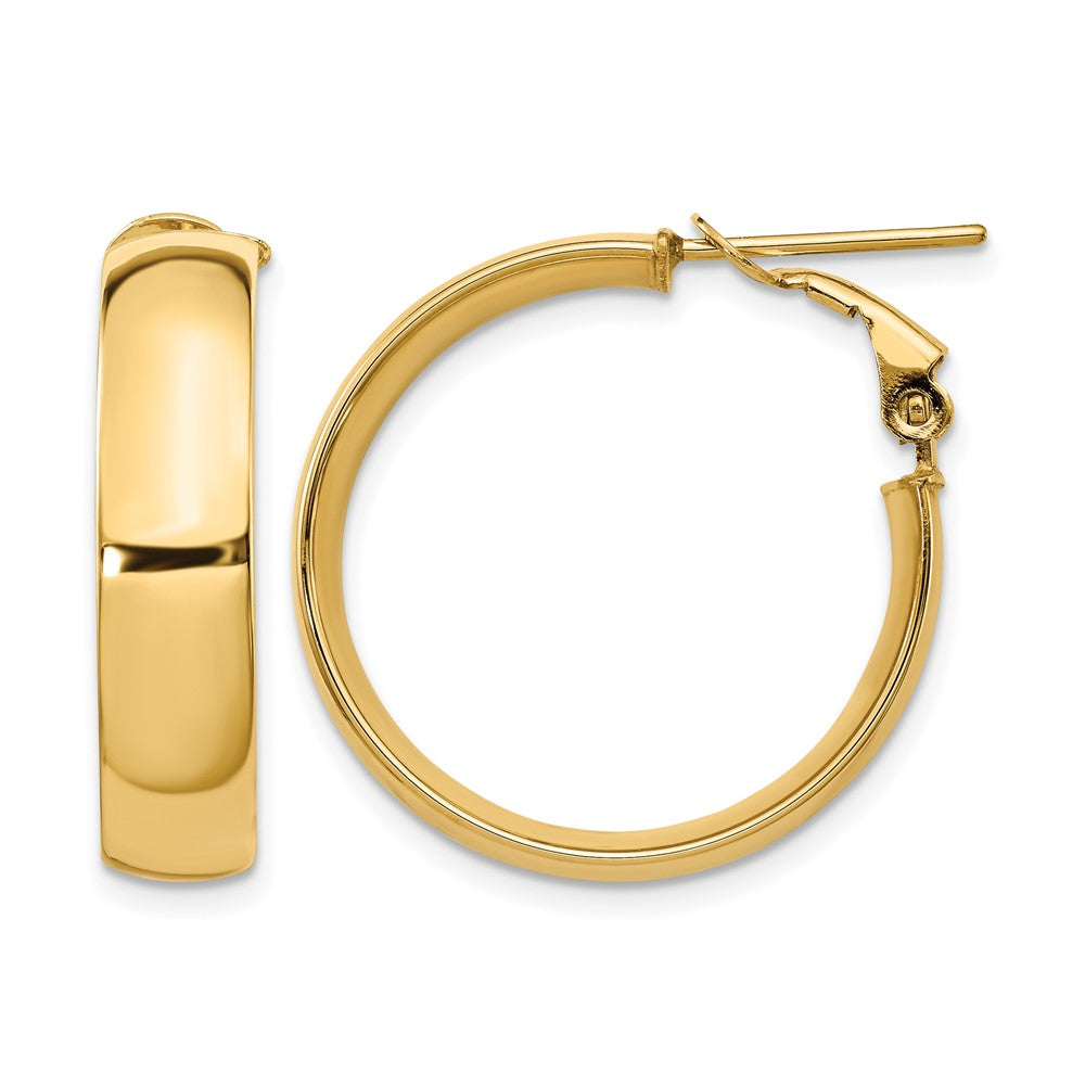 6mm High Polished Omega Back Hoop Earrings - 2.98g