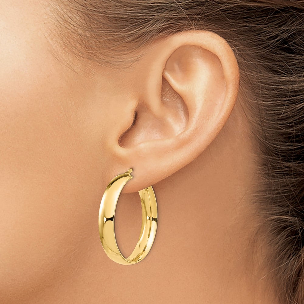 6mm High Polished Hoop Earrings - 3.3g