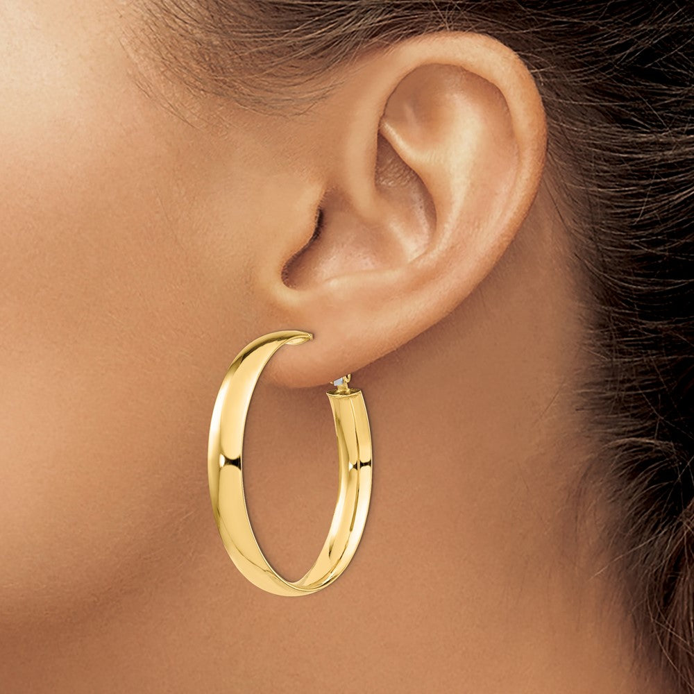 6mm High Polished Omega Back Hoop Earrings - 4.58g