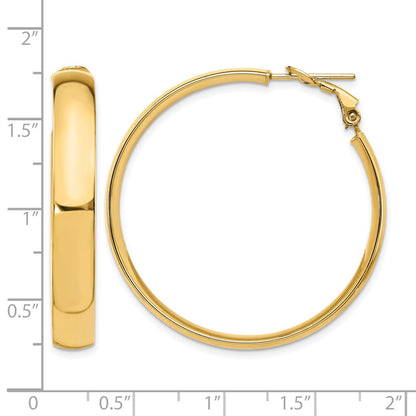 6mm High Polished Omega Back Hoop Earrings - 4.58g