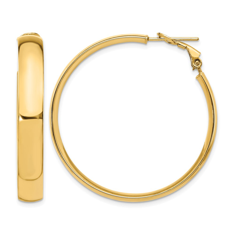 6mm High Polished Omega Back Hoop Earrings - 4.58g