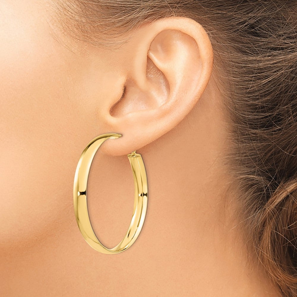 6mm High Polished Omega Back Hoop Earrings - 5.48g