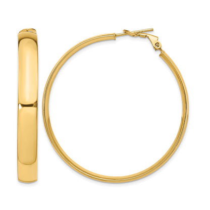 6mm High Polished Omega Back Hoop Earrings - 5.48g