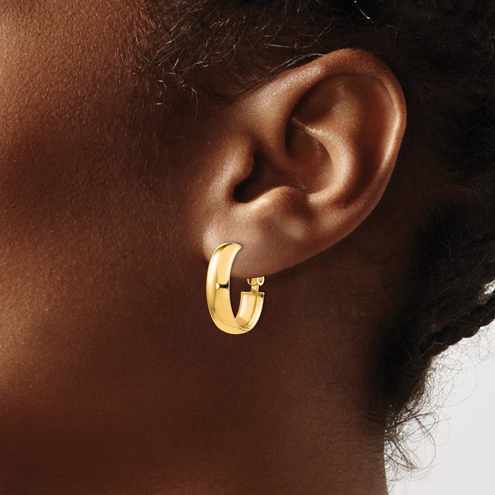 6mm High Polished Oval Omega Hoop Earrings