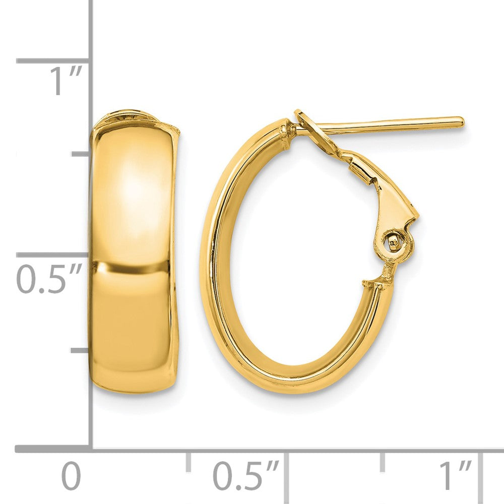 6mm High Polished Oval Omega Hoop Earrings