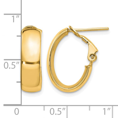 6mm High Polished Oval Omega Hoop Earrings