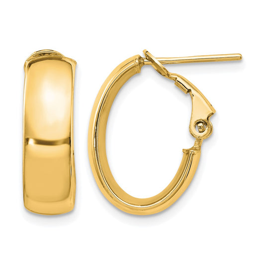 6mm High Polished Oval Omega Hoop Earrings