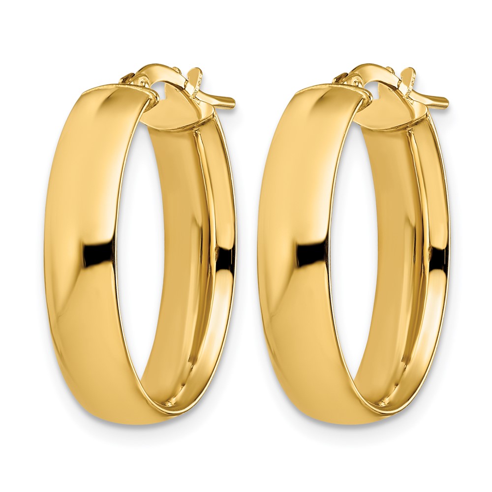 6mm High Polished Oval Hoop Earrings