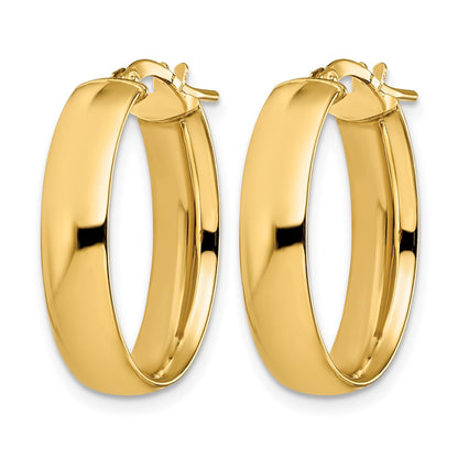 6mm High Polished Oval Hoop Earrings