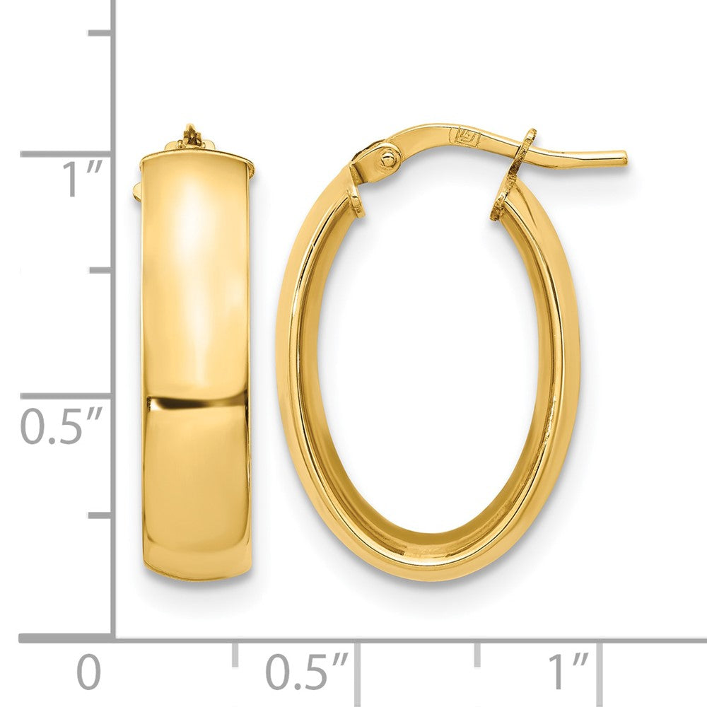 6mm High Polished Oval Hoop Earrings