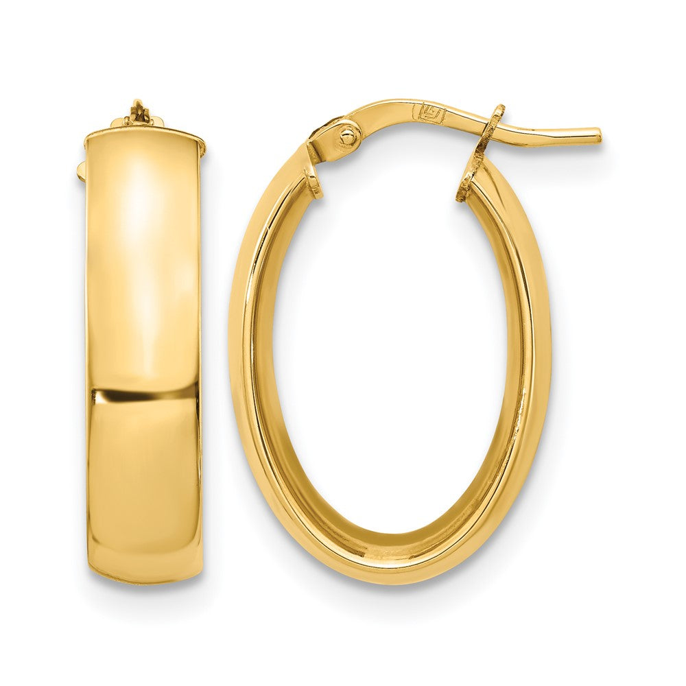 6mm High Polished Oval Hoop Earrings