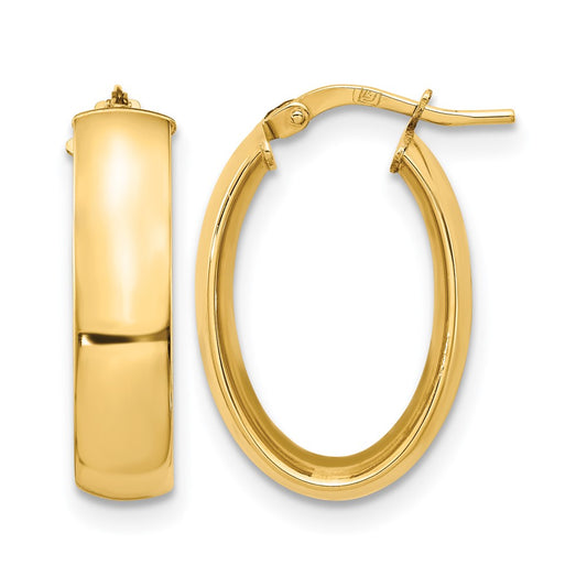 6mm High Polished Oval Hoop Earrings