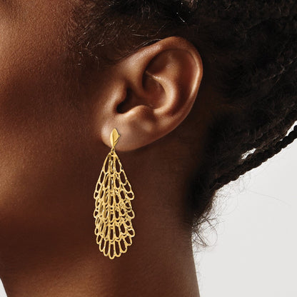 Polished and Textured Post Dangle Earrings - 18.05mm