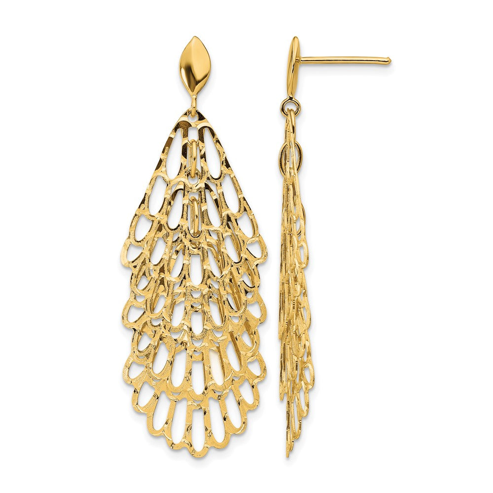 Polished and Textured Post Dangle Earrings - 18.05mm