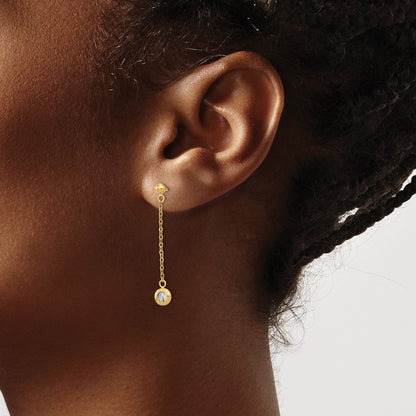 Polished D/C Post Dangle Earrings - Two-Tone Gold