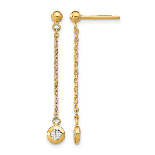 Polished D/C Post Dangle Earrings - Two-Tone Gold