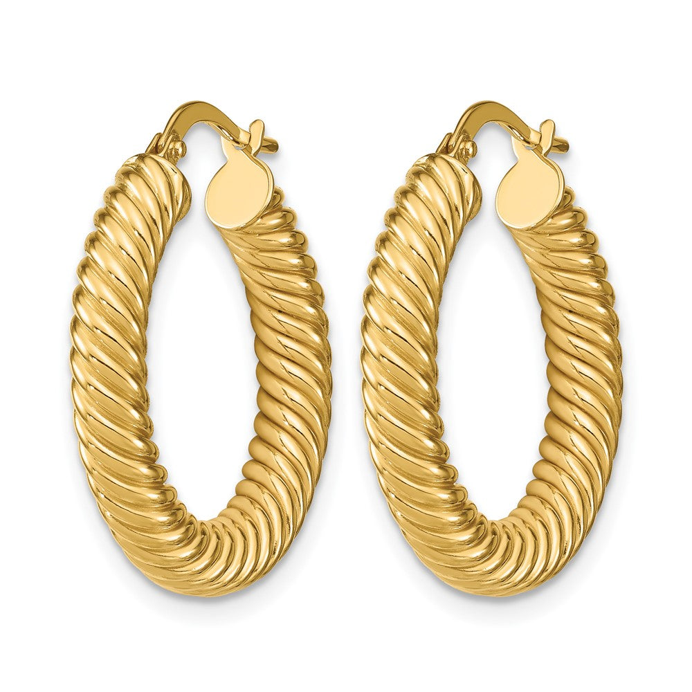 Polished Textured Hoop Earrings - 4mm