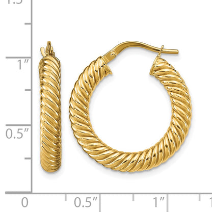 Polished Textured Hoop Earrings - 4mm