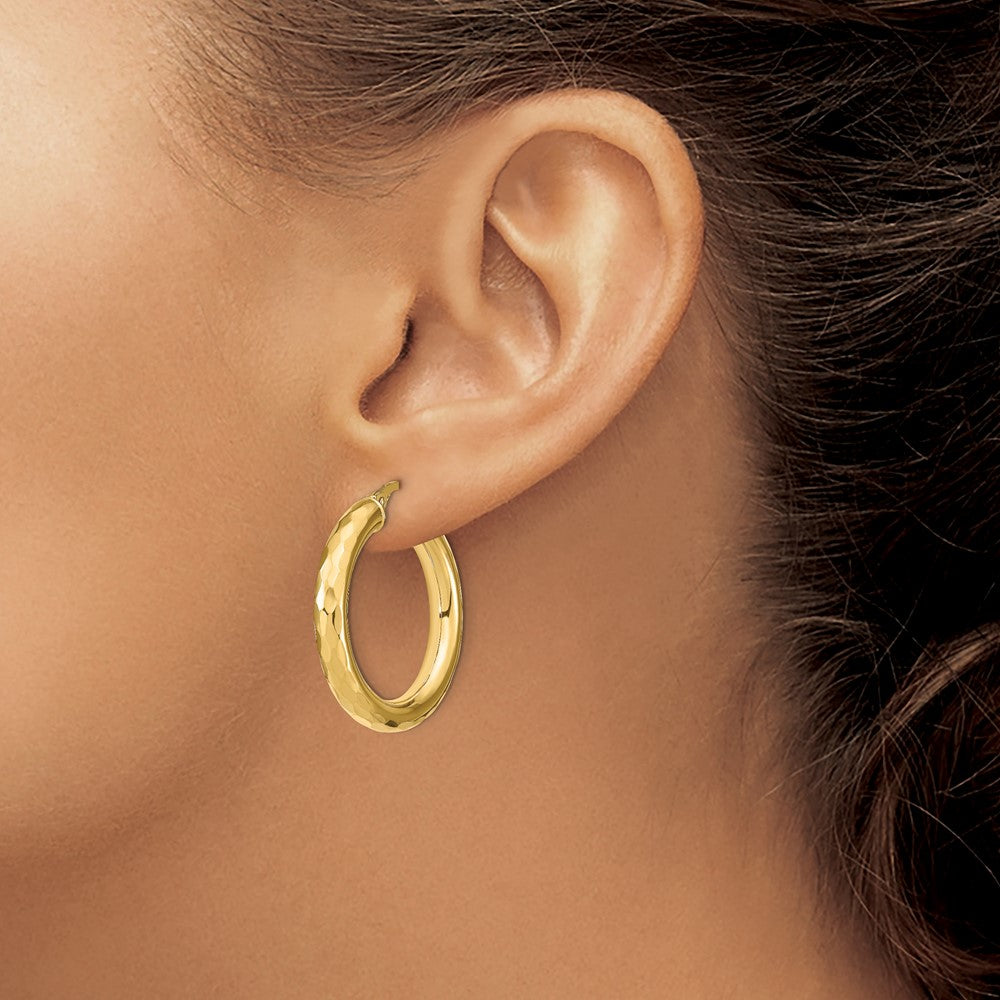 Polished D/C Hoop Earrings - 4mm