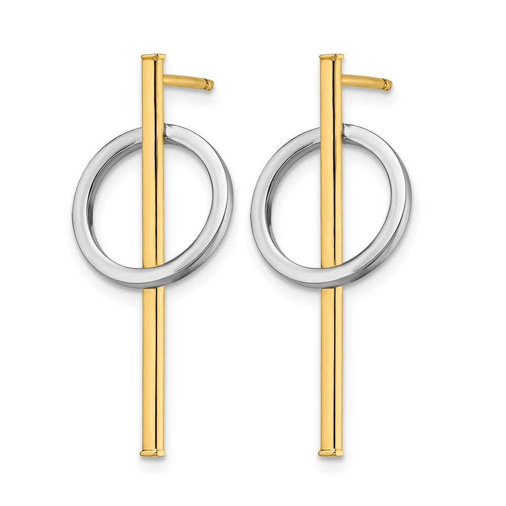 Post Dangle Earrings - Yellow Gold with Rhodium