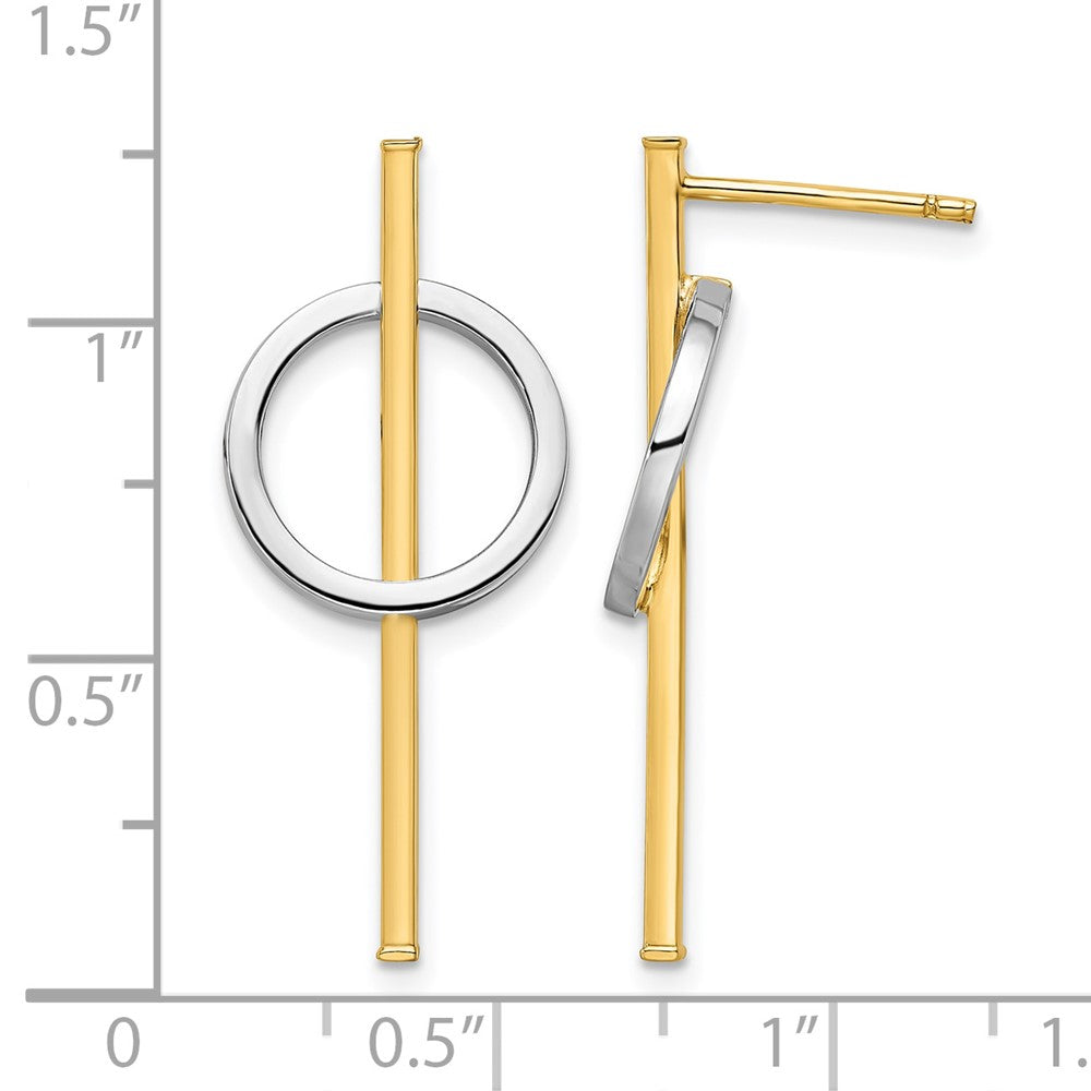 Post Dangle Earrings - Yellow Gold with Rhodium