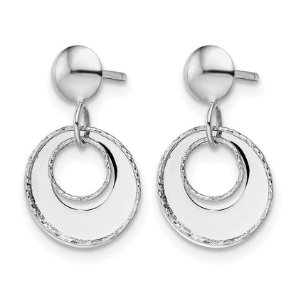 Polished Textured Post Dangle Earrings - White Gold